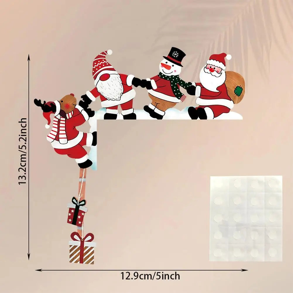 2026 New Wooden Santa Door Corner Decor Snowman Reindeer Pendant Christmas Cartoon Door Frame Decor Party Christmas Ornament