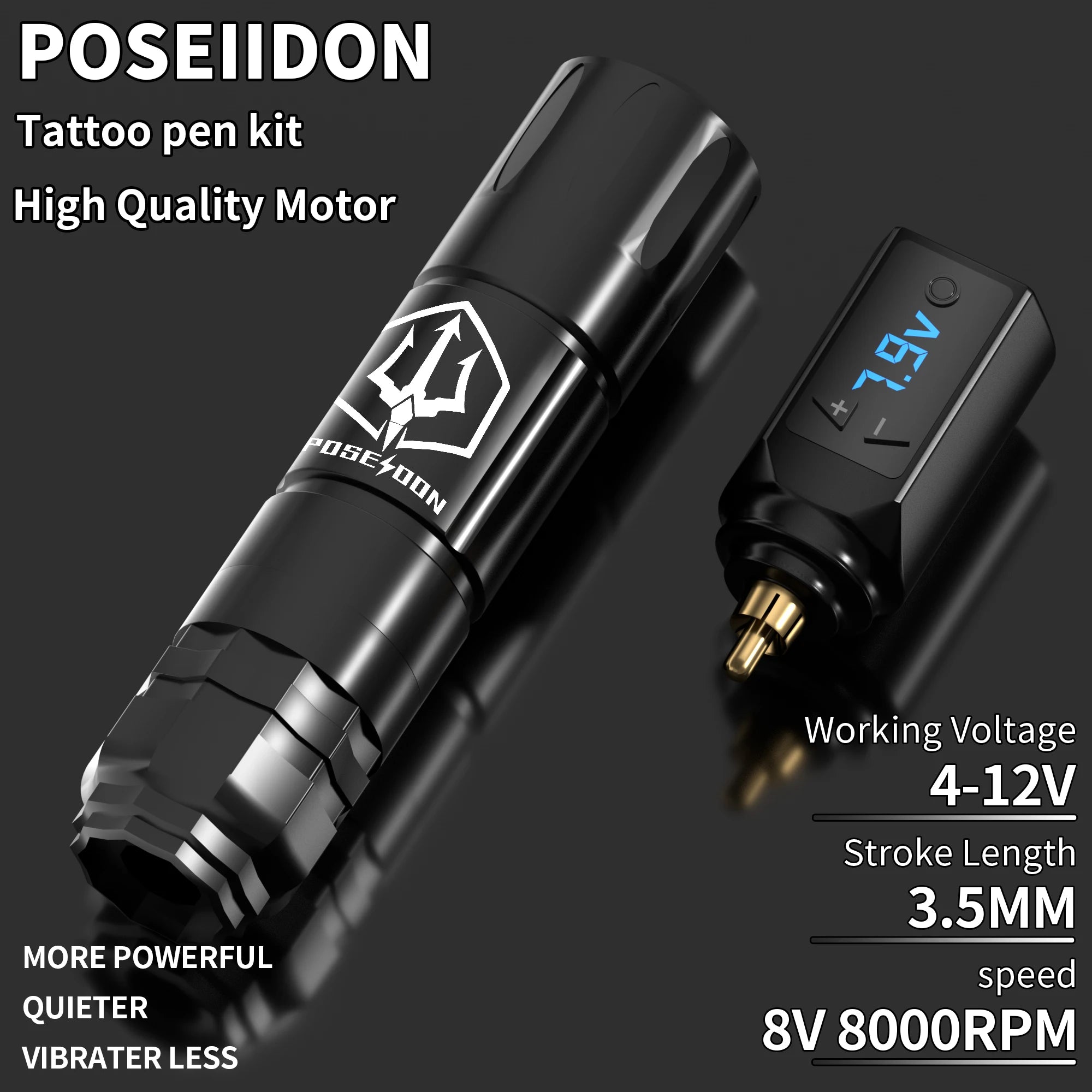 POSEIDON Tattoo Gun Kit Tattoo Supplies Makeup Complete Tattoo Pen Kit Professional Tattoo Kit Wireless Power Tattoo Machine Kit