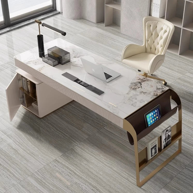Nordic office desk with cabinets Modern high-end luxury countertop computer desk Elegant Design mesa para computador furniture