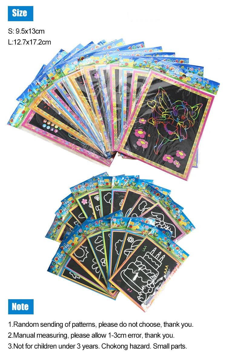10pcs Magic Scratch Art Painting Cards for Kids Doodle Toys for Boys Girls Early Educational Learning Drawing Toys for Children