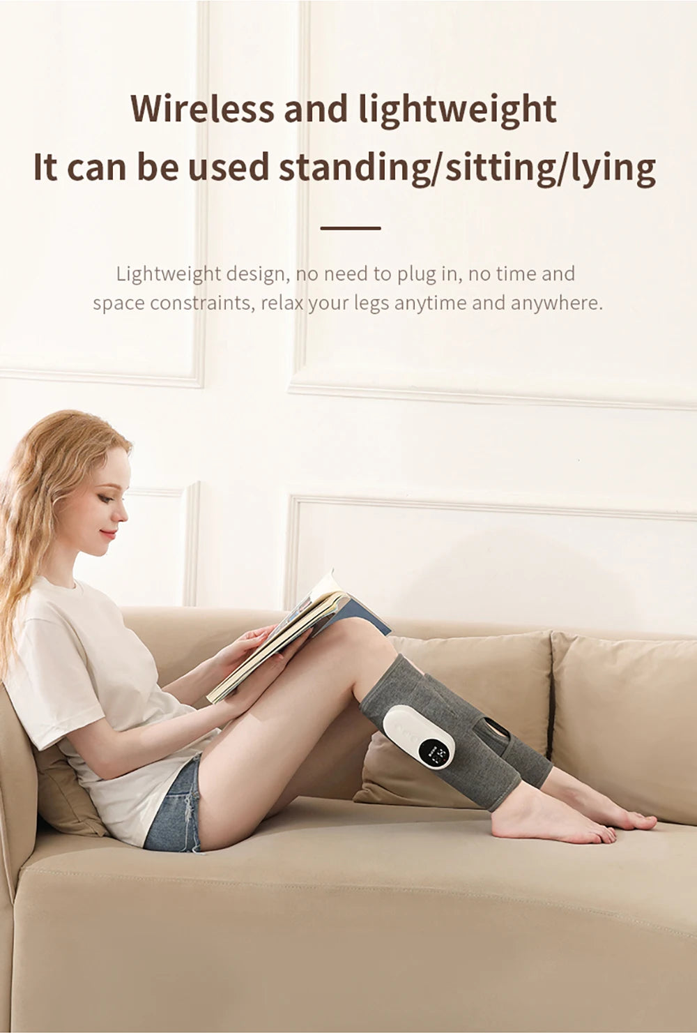 Electric Heated Calf Massager Wireless Air Pressure Leg Massager Hot Compress Calf Massage Machine Promote Blood Circulation