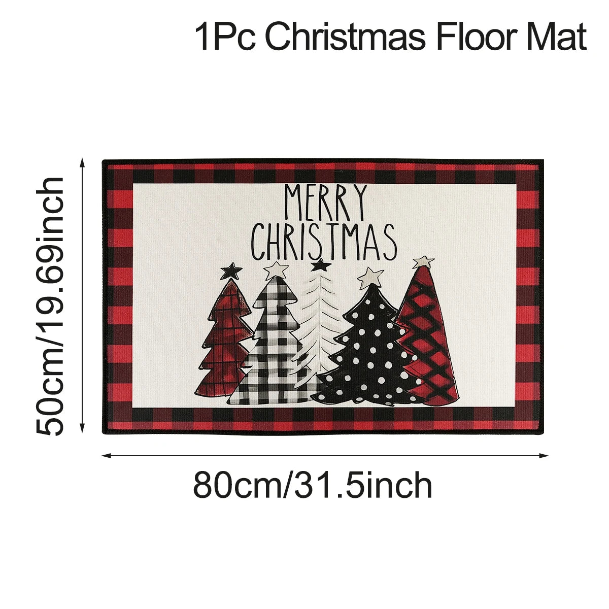 Christmas Kitchen Floor Mats, Plaid Pattern Kitchen Runner Rug for Kitchen Decoration Home 2024 Navidad Noel Gifts New Year 2025