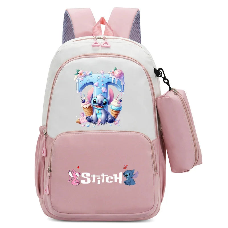 Stitch Disney Girls Schoolbag with Pencil Bags Women Travel Bag New Backpacks for Student Children Large Capacity Bookbag Gifts