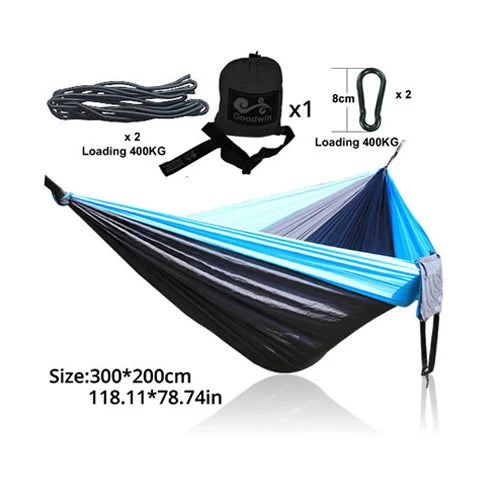 300X200CM Double Person Outdoor Garden Camping Hammock Lightweight Parachute Nylon Travel Hiking Swing Hang Sleeping Bed