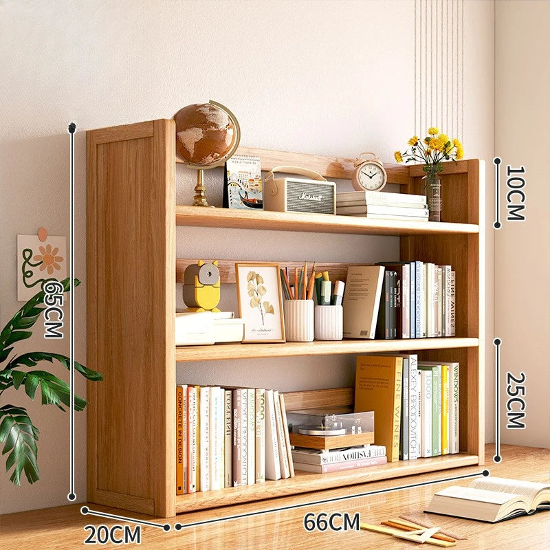 Simple desktop bookshelf dormitory multi-layer storage rack home student desk finishing shelf solid wood with extraction rack