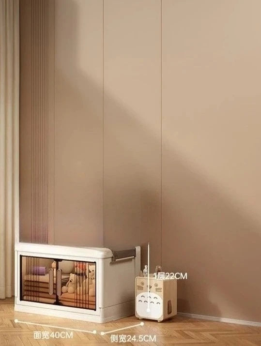 Free Installation Storage Cabinet Living Folding Storage Box Organizer Clothes Livin Dress Room Folding Snack Cabinet with Wheel