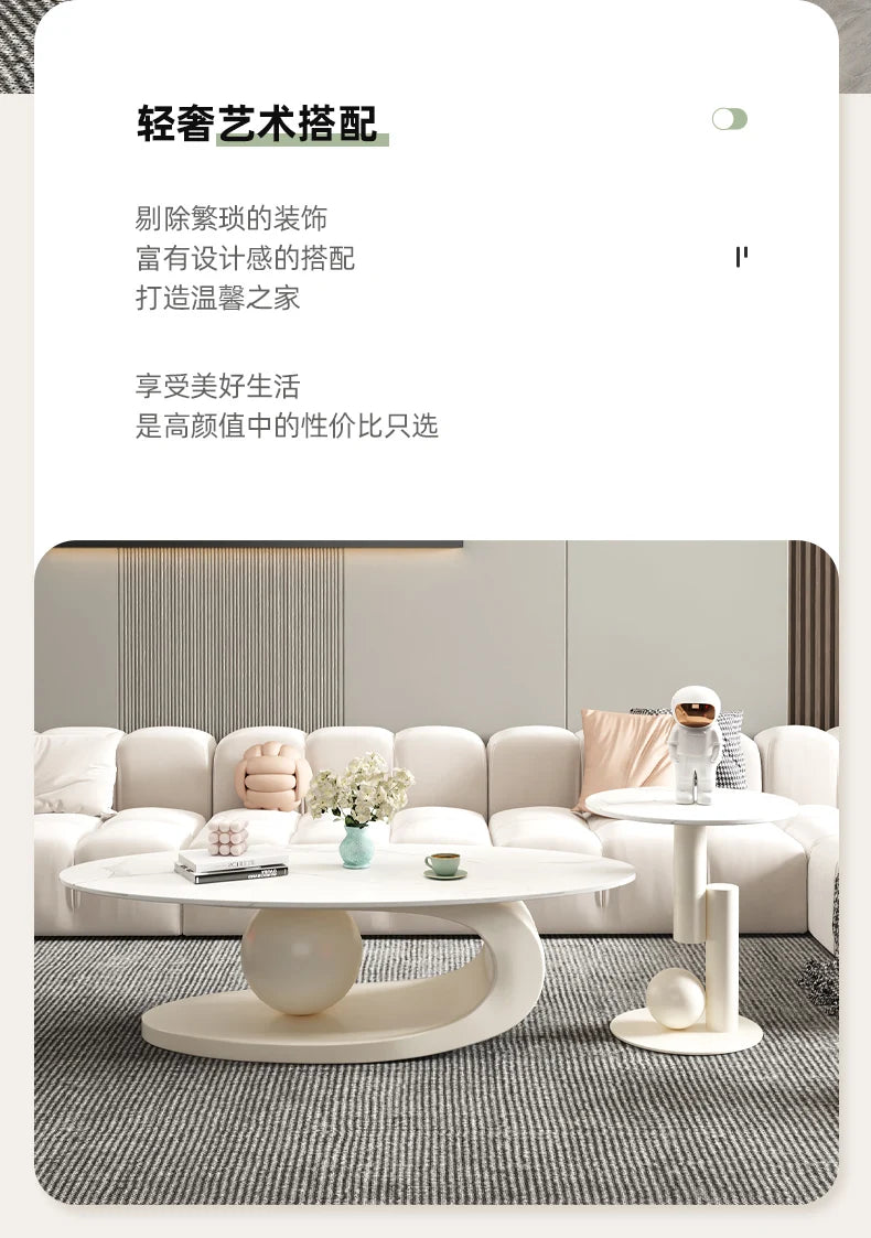 Aesthetic Oval Clear Coffee Tables Modern Design Metal Hotel White Nordic Coffee Table Living Room Low Mesa Furniture For Home