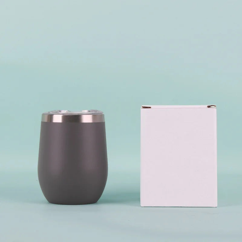 50pcs Custom 12oz double wall stainless steel wine tumbler insulated vacuum egg shape wine tumbler with sliding lids