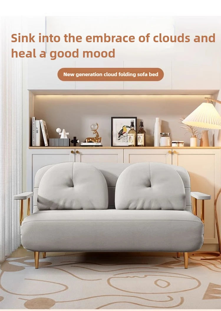 Foldable Balcony Latex Sofa Bed Dual-use Small Unit Double Living Room Light Luxury Cream Style Multifunctional Small Sofa