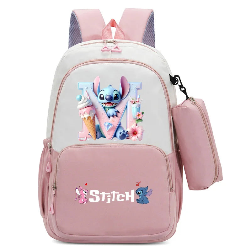 Stitch Disney Girls Schoolbag with Pencil Bags Women Travel Bag New Backpacks for Student Children Large Capacity Bookbag Gifts