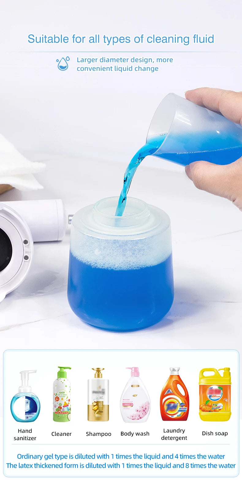 Electric Liquid Foam Dispenser Gun Automatic Continuous Foaming Shampoo Face Wash God Detergent Bathroom Bubble