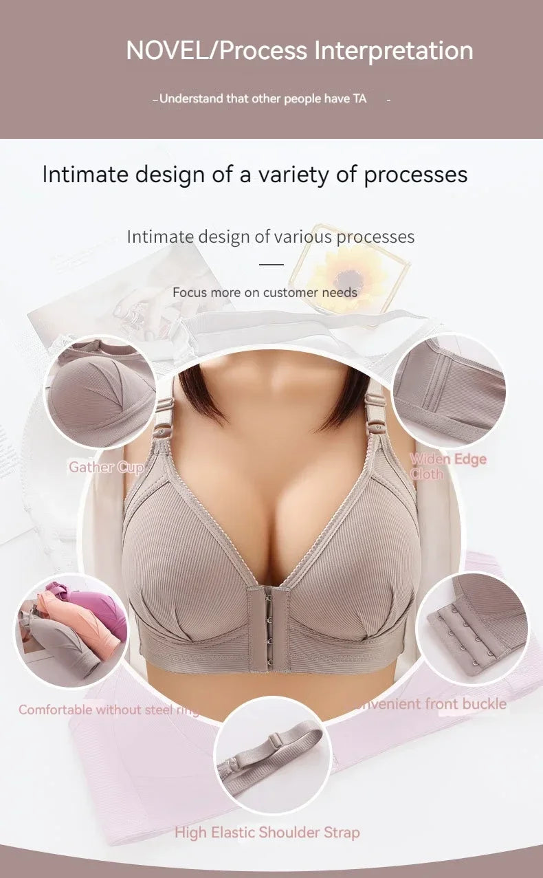 New Front Button Breastfeeding Bra without Steel Ring Thin Size Comfortable and Traceless Pregnant Women's Bra