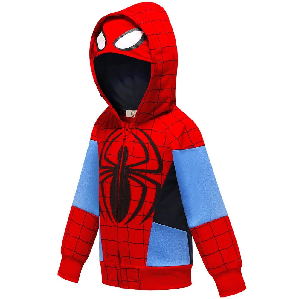 Spring Autumn Boys Coats Marvel Avengers Iron Man Spiderman Hooded Boy Jacket Children Warm Outerwear Kids Clothes