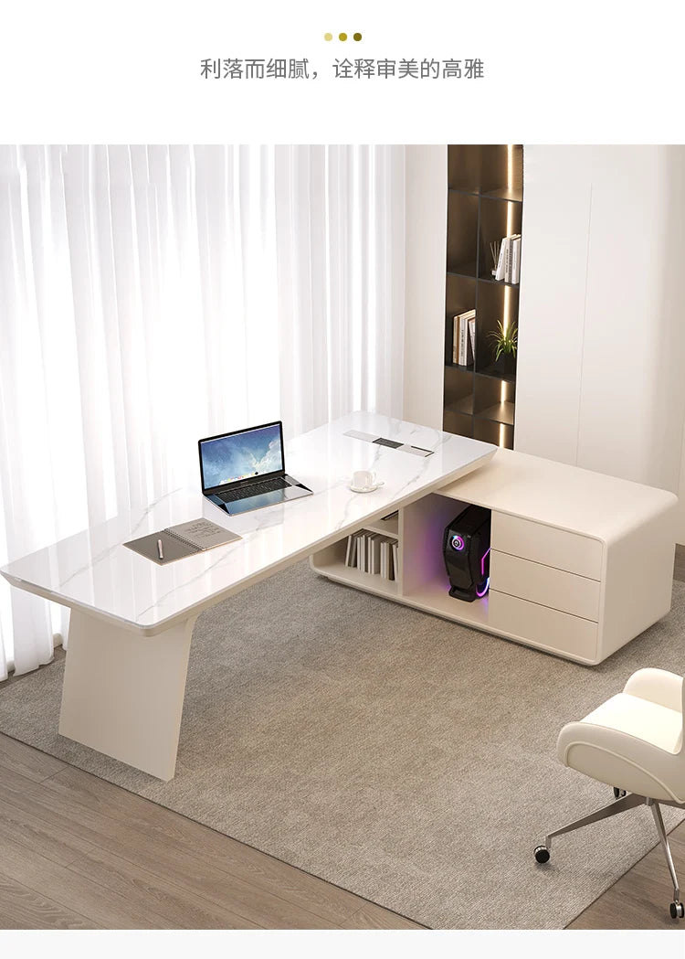 White minimalist office desk modern Elegant high-end design executive desk Mid century luxurymesa ordenador interior furniture