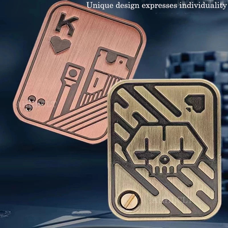 KK AA Fidget Slider Metal Skull Push Slider Stress Relief Toy Anti Stress EDC Top Spinning Poker Toys  Adults Gifts