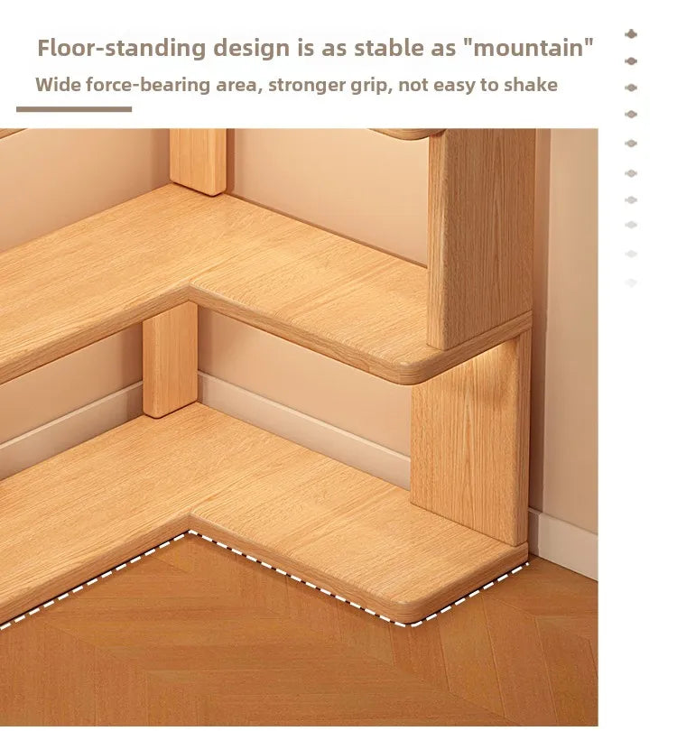 Solid Wood Corner Bookshelf Integrated Shelf Against The Wall Floor Narrow Cabinet Household Corner Storage Shelf Bookcase