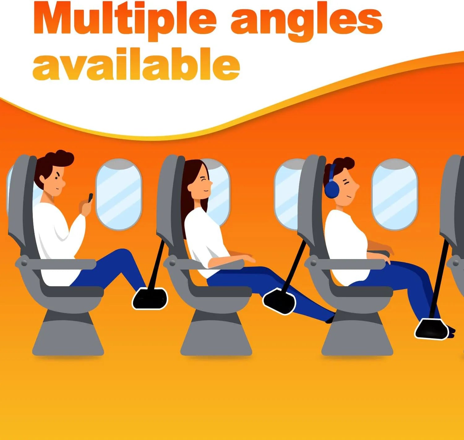 Airplane Foot Hammock Adjustable Foot Rest by Thicked Memory Cotton Filling, Travel Essentials with Removable Support Plates