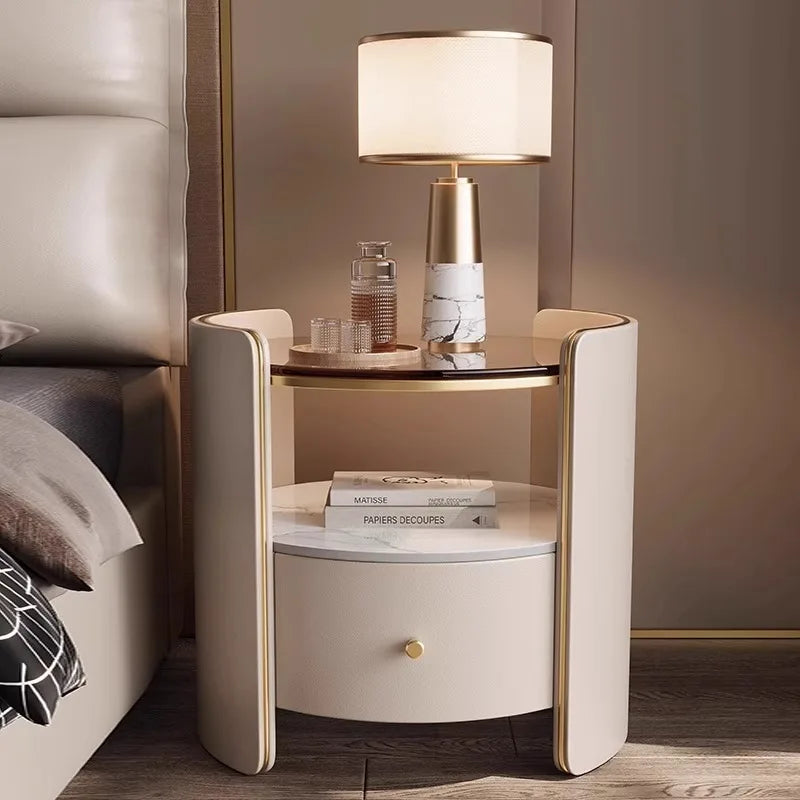 Tall Nordic Nightstands Organizer Design Beige Luxury Modern Bedside Table Space Saving Unique Szafki Nocne Furniture Home