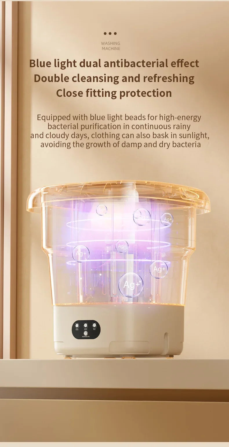 Folding Portable Washing Machine Big Capacity with Clothes Spin Dryer Bucket Travel Socks Underwear Panties Washing Machine