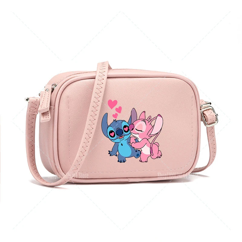Lilo & Stitch Women Crossbody Zipper Mobile Phone Shoulder Bag Female Handbag Cartoon Multifunction Small Bag Lady Purse Gift