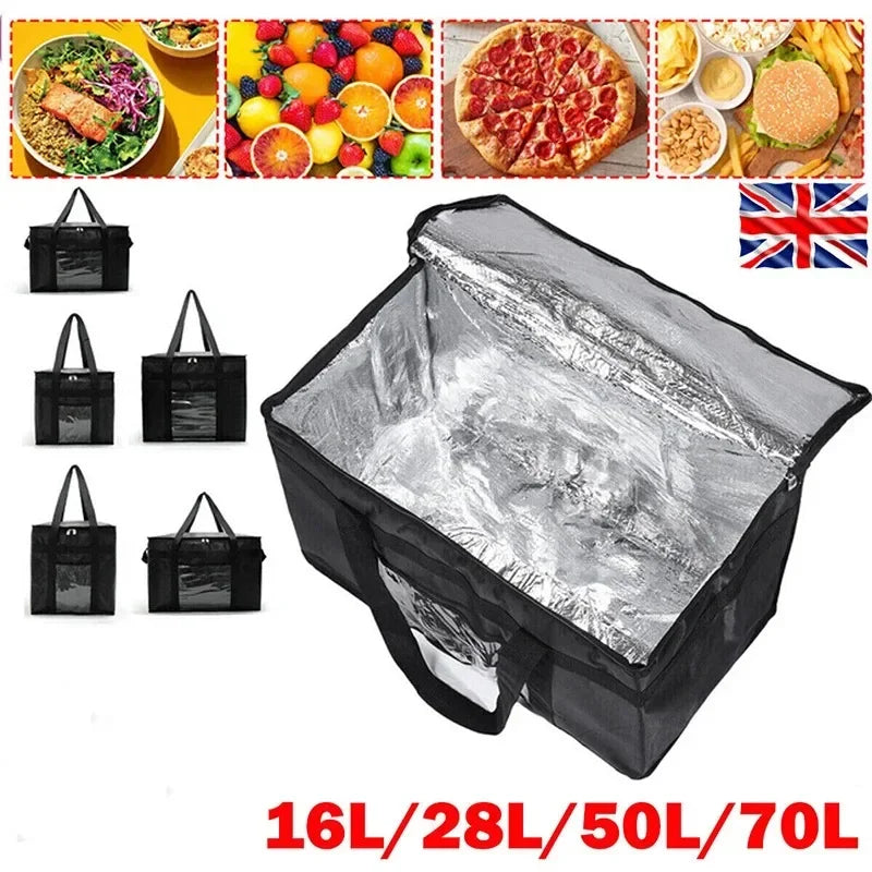 16L-70L Insulated Thermal Cooler Bag Insulation Keep Cold Large Capacity Portable Lunch Bag Zip Picnic Camping Tin Foil Food Bag