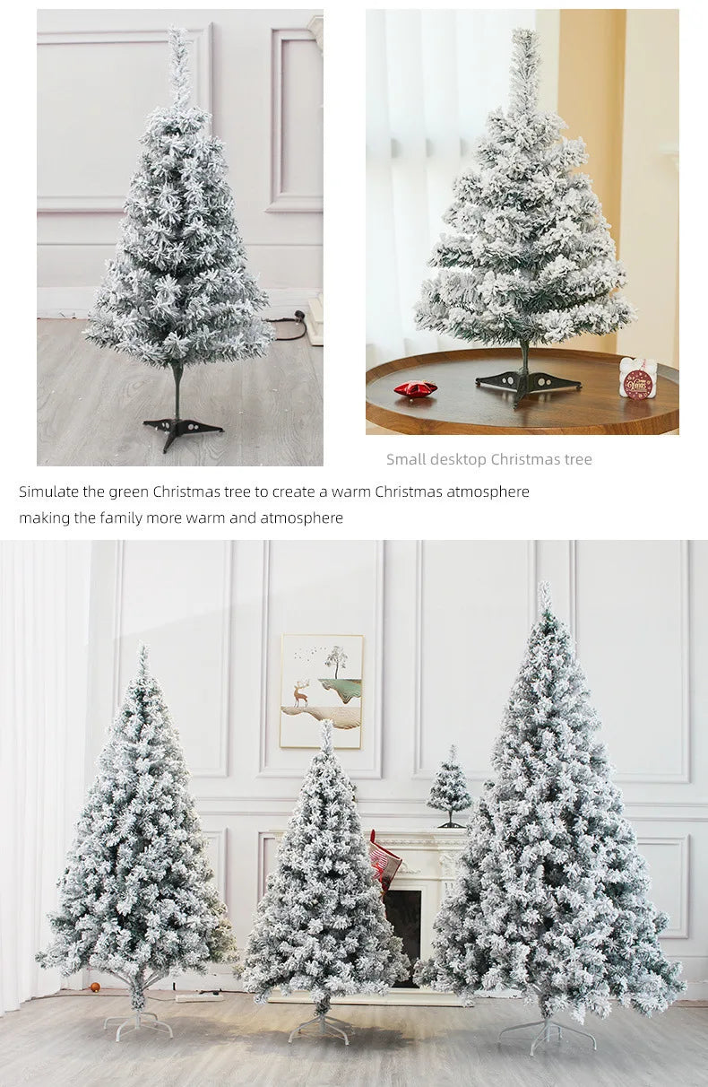 Realistic Snow Flocked Christmas Tree PVC Artificial Pine Tree White Snow Covered Xmas Tree for Store Window Decoration