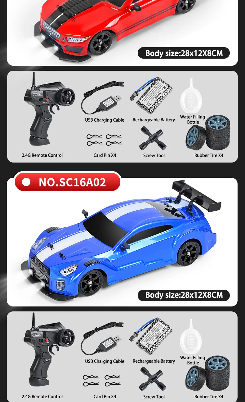 1/16 RC Car AE86 4x4 High-Speed RC Drift Cars 2.4G Remote Control Racing Vehicle 18km/h Waiting For Light Spray Toys for Boys