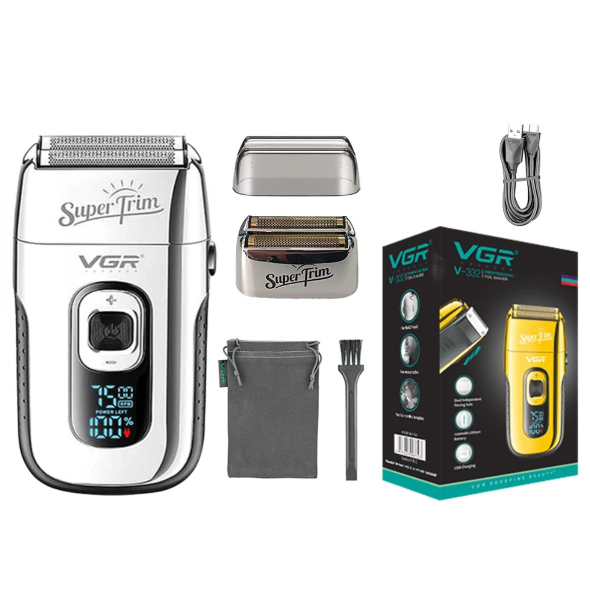 VGR Shaver Professional Beard Trimmer Electric Razor Portable Shaving Machine Reciprocating Hair Trimmer Shaver for Men V-332