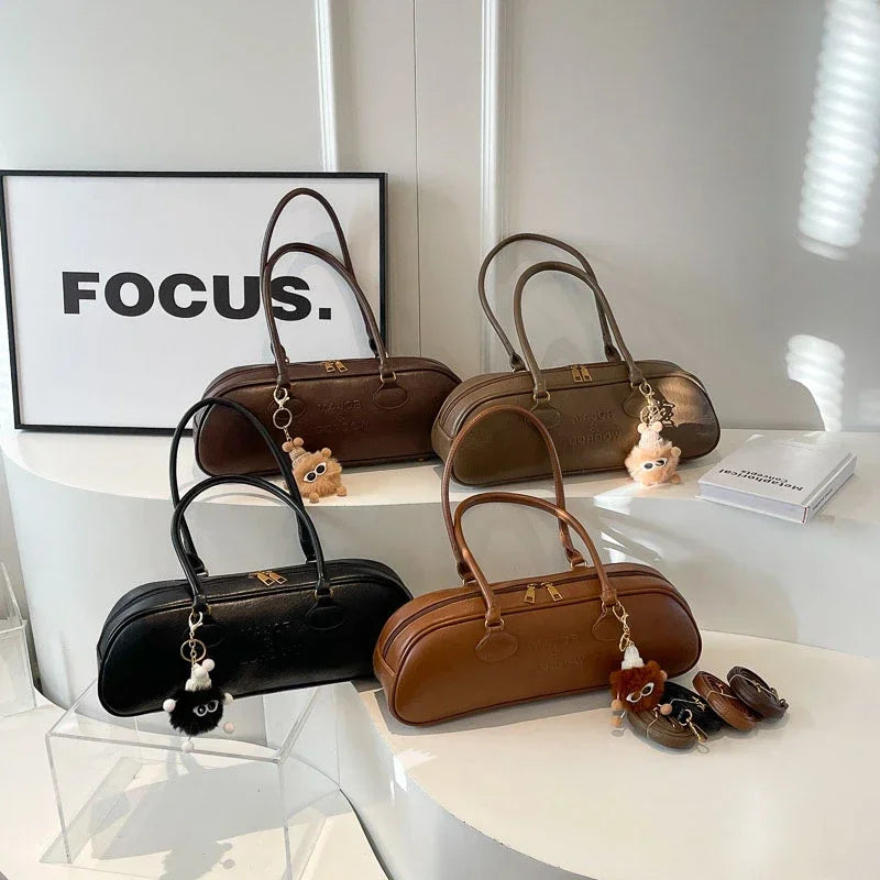 Pu Solid Sewing Zipper Shoulder Bags Soft Baguette Type 2024 High Quality Bags for Women Large Capacity Women's Handbags