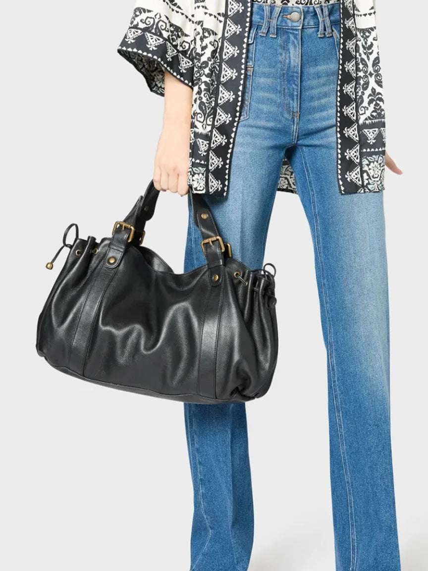 Fashion Large Capacity Boston Bag Designer Women Handbags Luxury Soft Crumpled Pu Leather Shoulder Crossbody Bags Commuter Bag