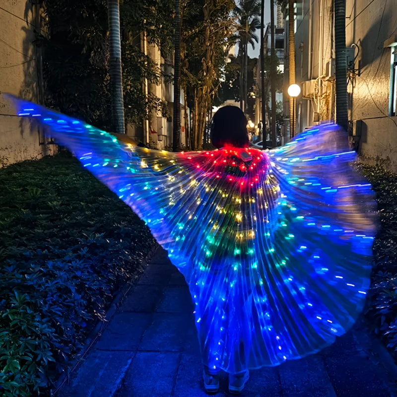 LED Luminous Butterfly Wing Belly Dancing Performance Costumes Stage Show Christmas Party Lighting Cloak Luminous Butterfly Wing