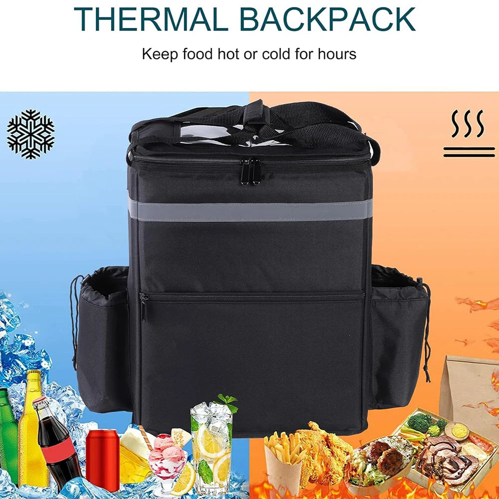 Insulated Delivery Backpack - Thermal Food Delivery Bag for Riders, 30L Large Capacity Takeout & Grocery Backpack