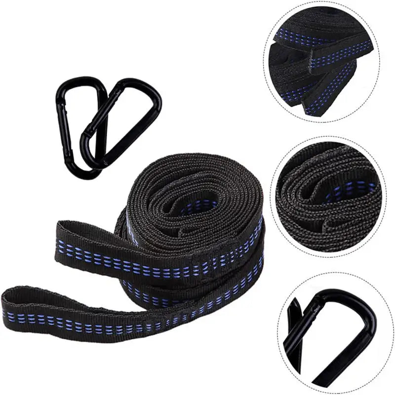 2Pcs High Bearing Capacity Hammock Straps 600lbs Breaking Strength Polyester Hammock Belt Rope 5 Ring Correias De Poliéster