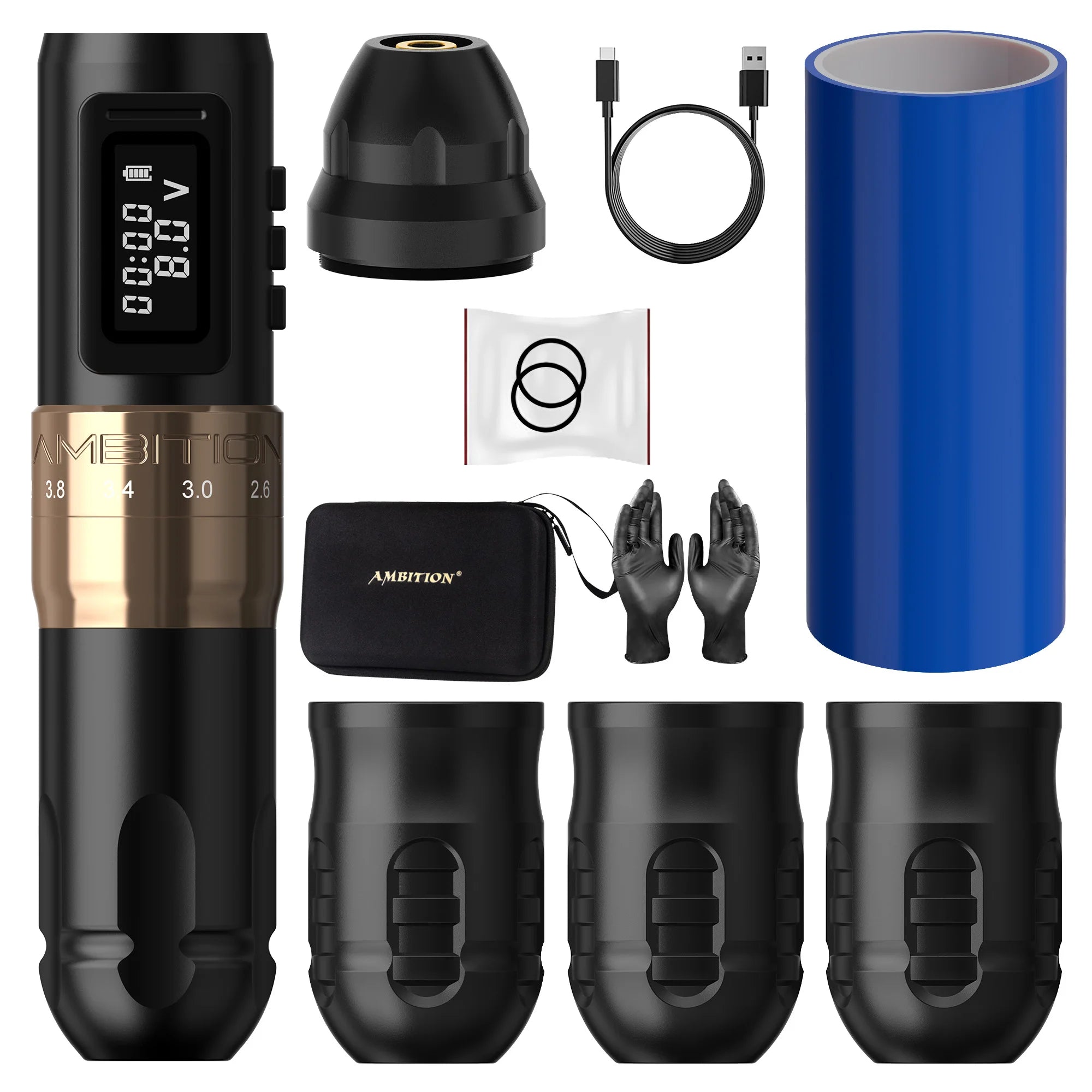 Ambition MARS-U Professional Wireless Tattoo Machine Pen Adjustable Stroke 2.2-4.2mm Cartridge 1800mAh Coreless Motor Tattoo Art