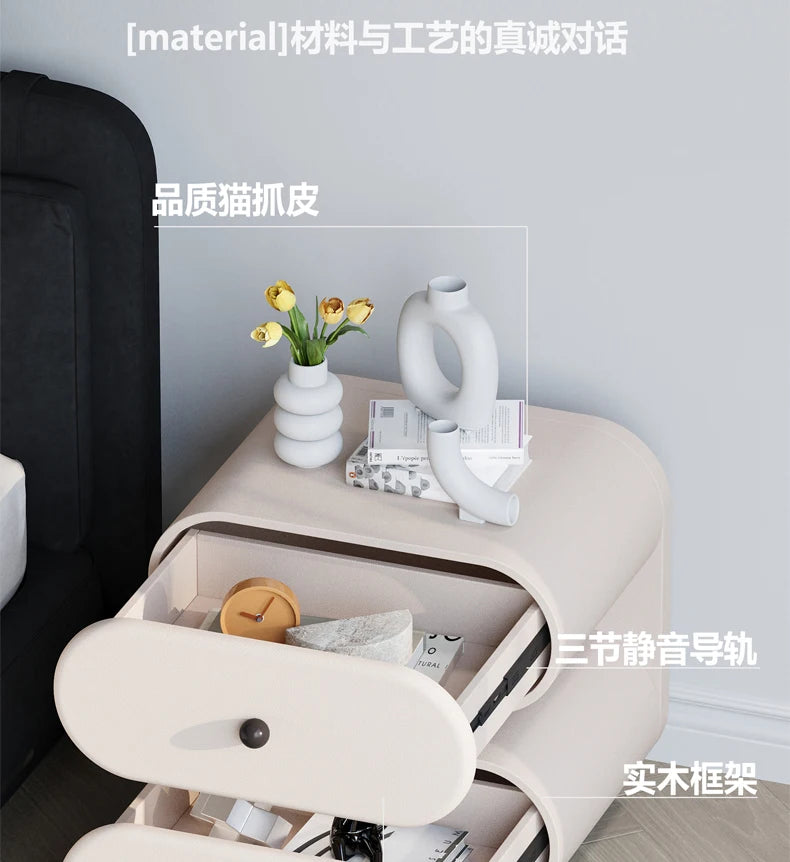 Cream Style Bedside Tables Creative Trendy Space Saving Nightstands Modern Luxury Aesthetic Mesitas De Noche Bedroom Furniture
