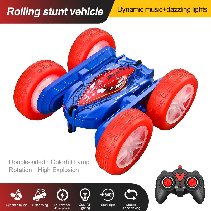 Remote control stunt car Light four-wheel drive double-sided swing arm rolling car Christmas children's toy remote control car