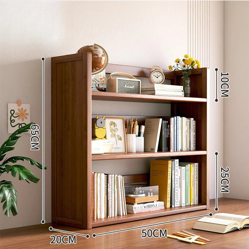 Simple desktop bookshelf dormitory multi-layer storage rack home student desk finishing shelf solid wood with extraction rack