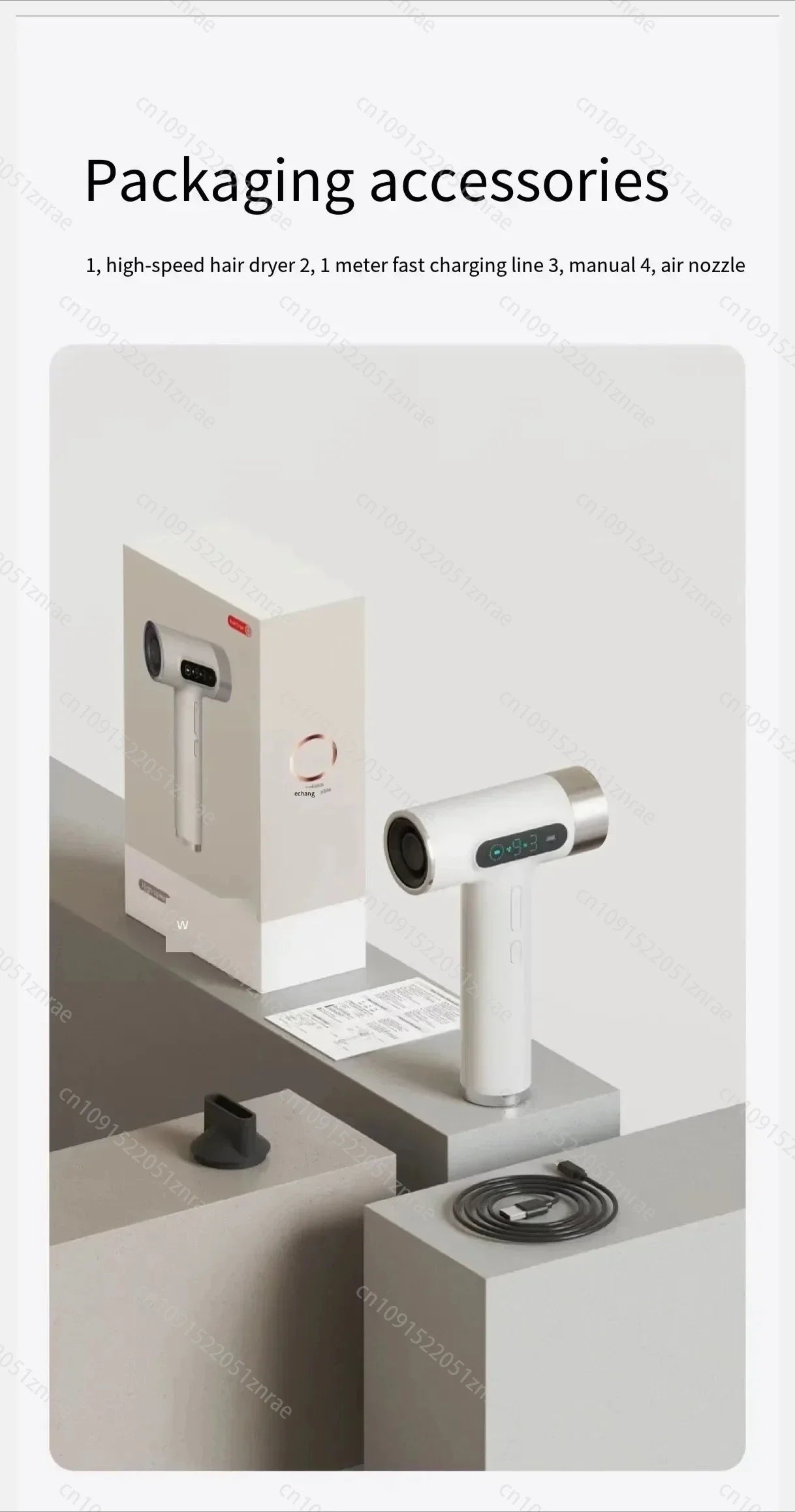 Super Portable USB Charging Wireless Hair Dryer 100000RPM High Wind Powerful Cold/Hot Air Styling Tools LED Display