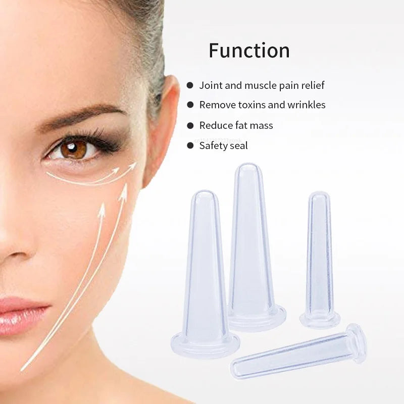Silicone Vacuum Cupping Massage Jars Anti Cellulite Massage Facial Suction Cups Face Neck Lift Skin Scraping Guasha Anti Wrinkle