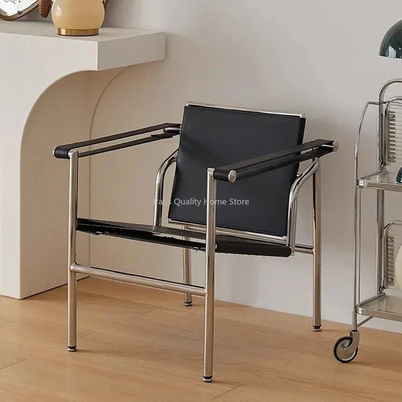 Le Corbusier Italian Style Single Sofa Chair Designer Vintage Single Chair Stainless Steel Leisure Chair