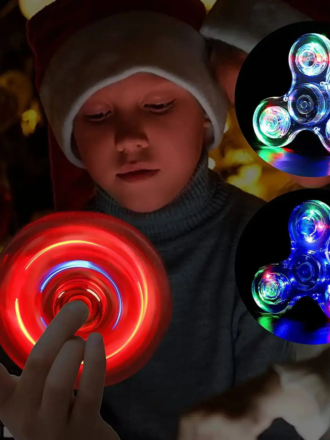 Hand Top Spinners Crystal Luminous LED light Fidget Spinner Glow in Dark EDC Stress Relief Toys Kinetic Relief Gyroscope for