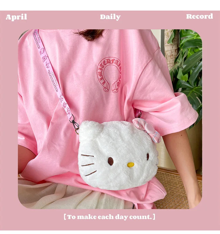 Cute plush bag, sweet girl student versatile shoulder messenger bag, soft and cute little princess new cartoon bag