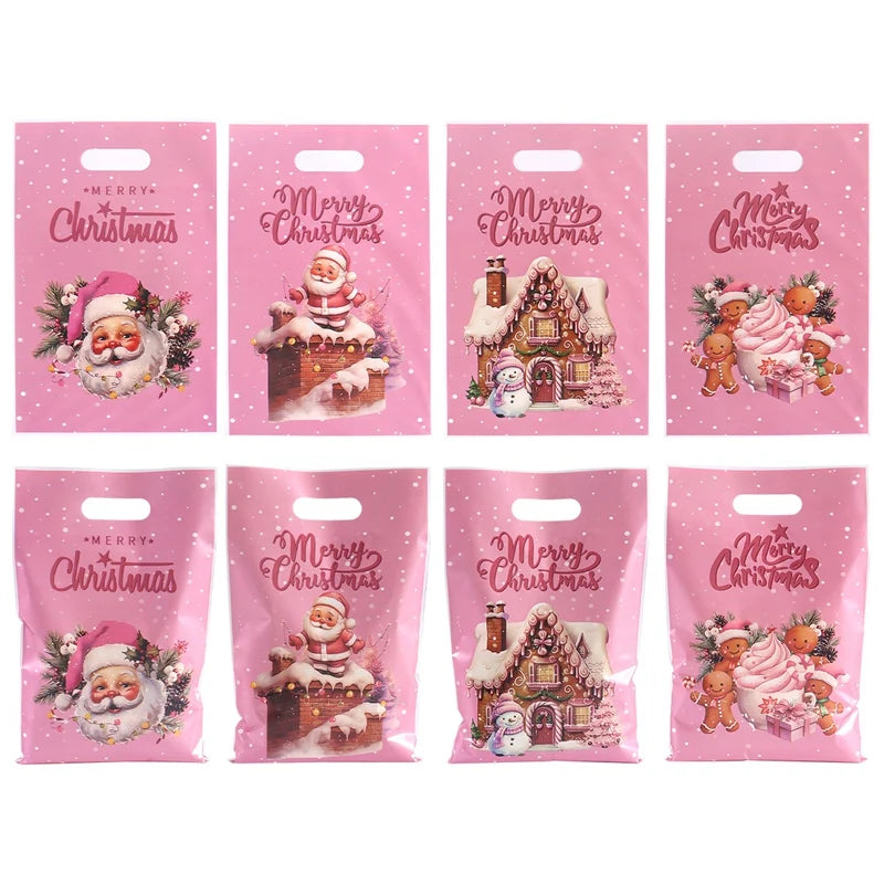 50pcs Christmas Gift Bags Christmas Decorations for Home 2025 Xmas Gifts New Year 2026 Santa Claus Snowman Candy Packaging Bags