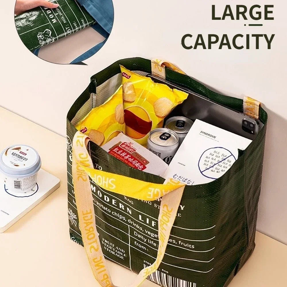 Large-capacity Waterproof Supermarket Grocery Shopping One-shoulder Portable PP Woven Shopping Bag for Retail Store,boutique