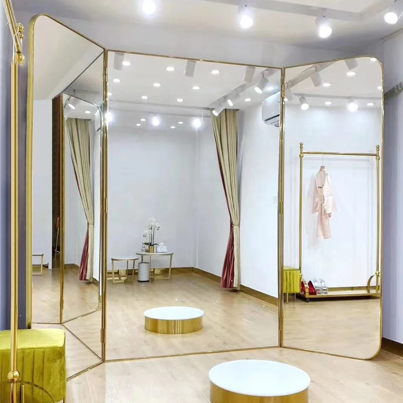 Standing Mirror Luxury Large Floor Mirror Square Round Full Length Mirror for Bridal Shop