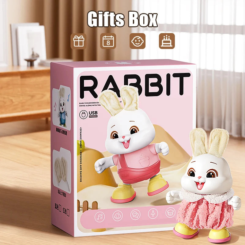 Electronic Rabbit Pets Kids Dancing Walking Encourages Crawling Moving Have Sound Interactive Toy for 3 Years Children Gifts