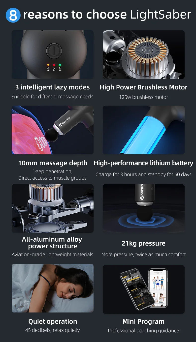 Booster Massage Gun Electric Neck Massager 7.4V  Smart Hit Fascia Gun for Body Massage Relaxation Fitness Electric Muscle Massag