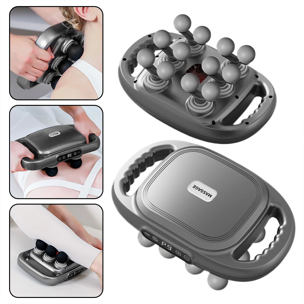 6+12-Head Deep Muscle Massager Gun High-Frequency Vibration Fascia Therapy with for Relaxation And Back Pain Relief