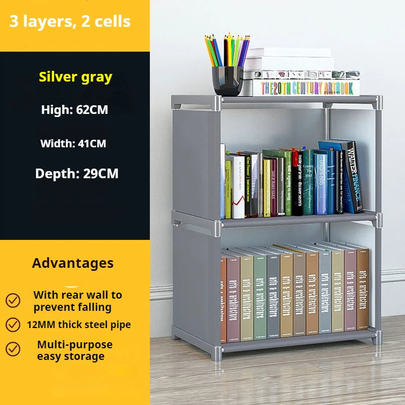 Bookshelf Simple Storage Locker Living Room Cabinets Easy Assembly Bookcase Multi-layer Metal Storage Rack 수납가구 이동식 수납장