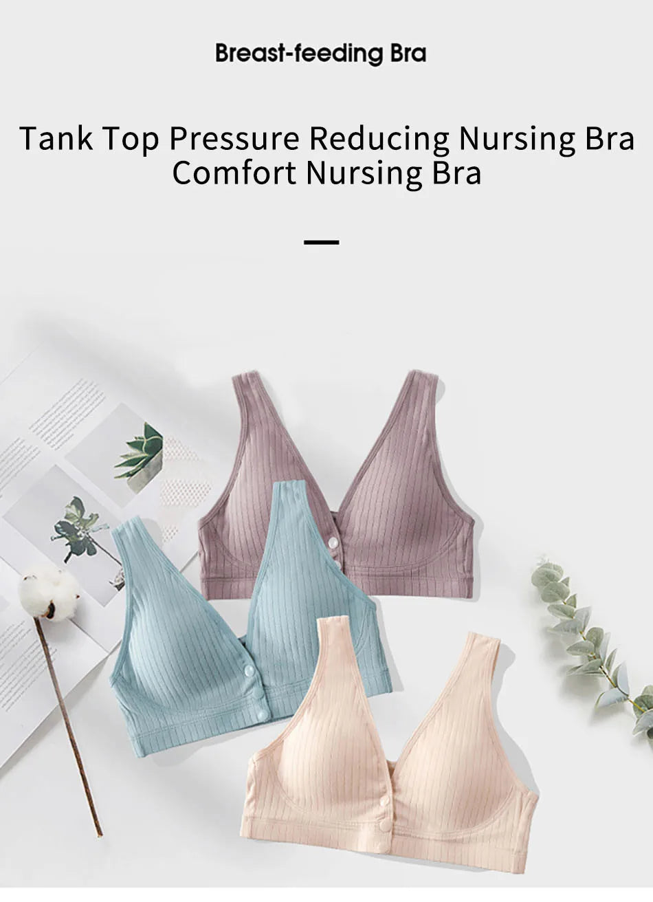 Pregnant Women Vest Style Wide Shoulder Straps Comfortable Soft and Convenient Breastfeeding Bras Women Cotton High Elastic Bra